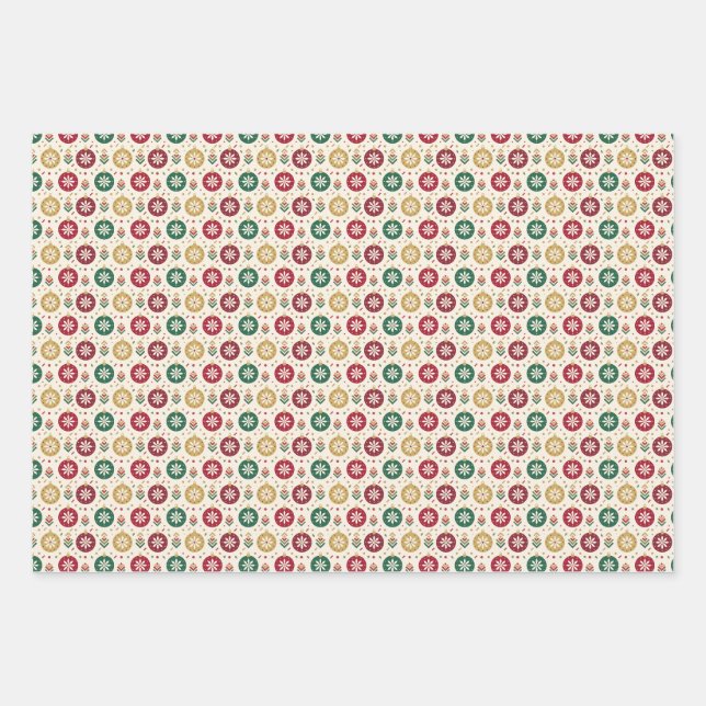 Christmas Ornament Seamless Pattern Design Wrapping Paper Sheets (Front)