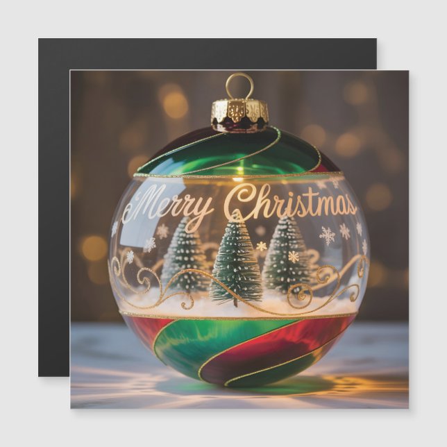 Christmas Ornament Snow Globe with Tiny Tree (Front/Back)