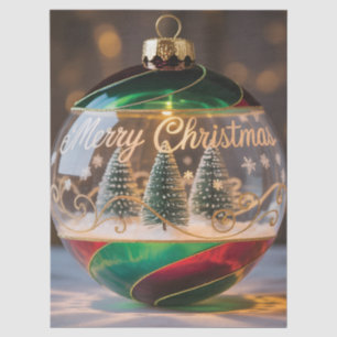 Christmas Ornament Snow Globe with Tiny Tree Tissue Paper