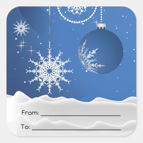 Christmas Ornament Snow Snowflakes Square Stickers