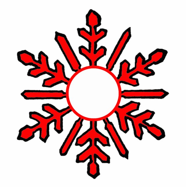 Christmas Ornament Snowflake 1 Red White Disk (Front)