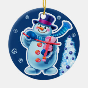 Christmas ornament snowman music band.