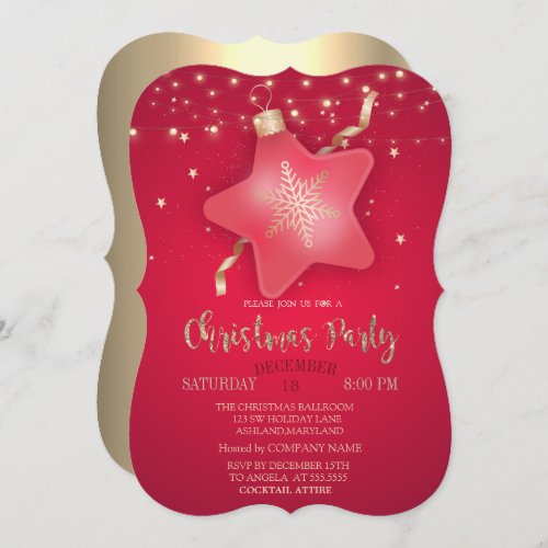 Christmas Ornament Star Company Party Invitation