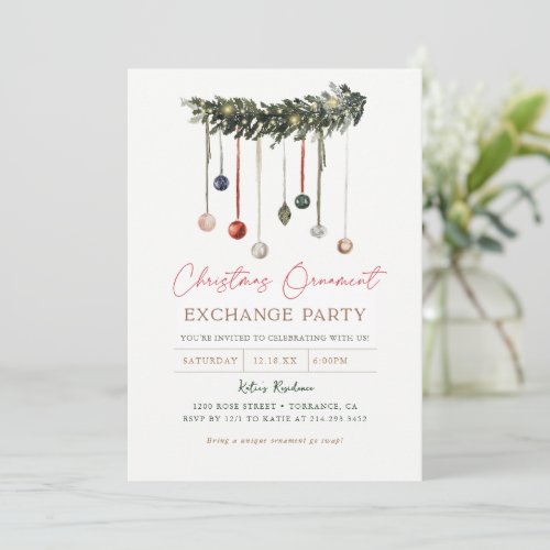 Christmas Ornament Swap Exchange Party Invitation