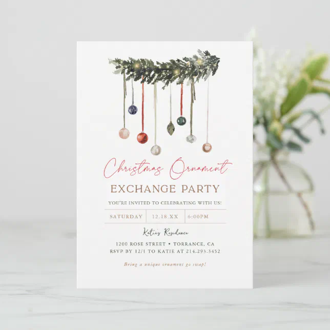 Christmas Ornament Swap Exchange Party Invitation Zazzle