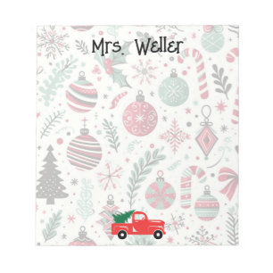 Christmas ornament themed Personalized  Notepad