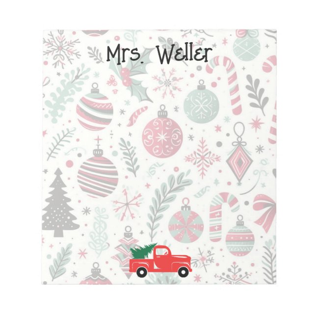 Christmas ornament themed Personalized  Notepad (Front)