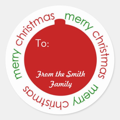 Christmas ornament To and From label sticker