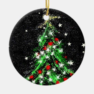 Christmas Ornament (Tree) Ceramic Circle by KRA