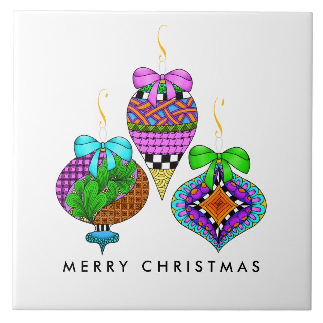 Christmas Ornament Twist Ceramic Tile (Front)