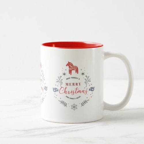 Christmas ornament typography foliage  animals Two_Tone coffee mug