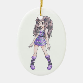 Christmas Ornament w/ Girl in Purple Dress & Boots