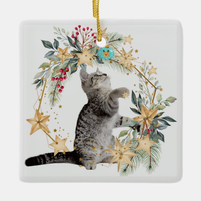 Christmas Ornament with Cat & Fauna (Front)
