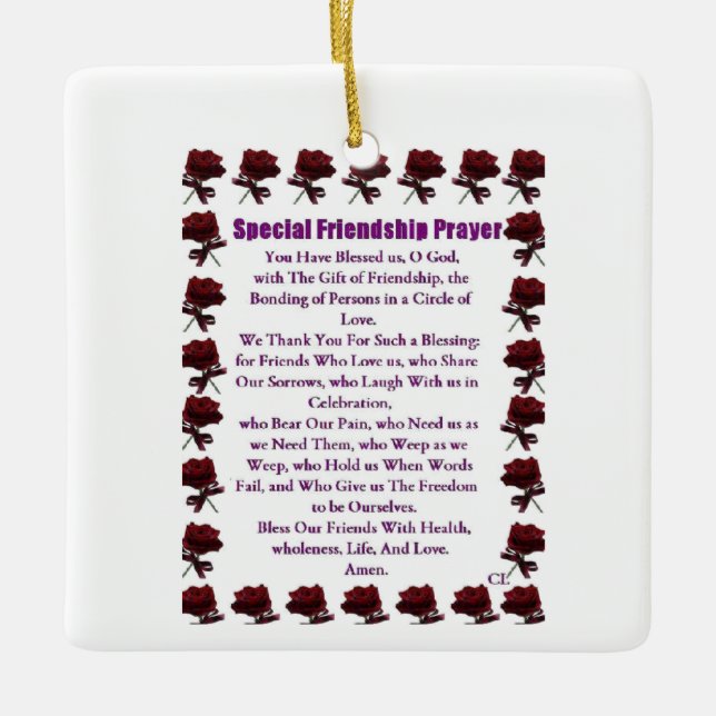 **CHRISTMAS ORNAMENT** WITH **FRIENDSHIP LOVE** CERAMIC ORNAMENT (Front)