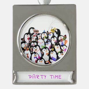 Christmas Ornament with Happy Penguins Party