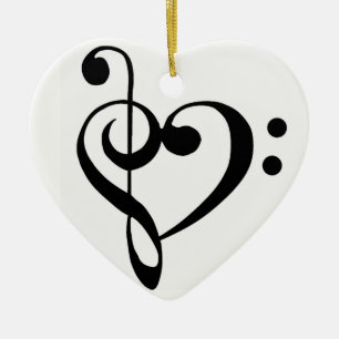 **CHRISTMAS ORNAMENT** WITH MUSICAL NOTE HEART CERAMIC ORNAMENT