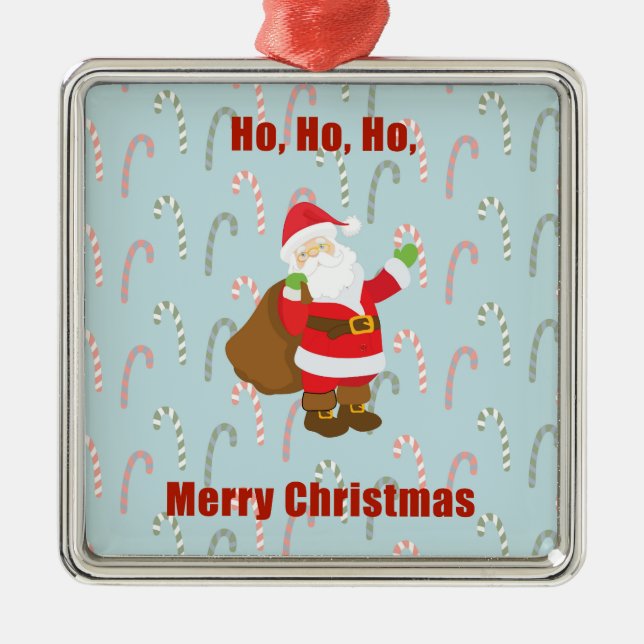 Christmas Ornament with Santa & Candy Canes (Front)