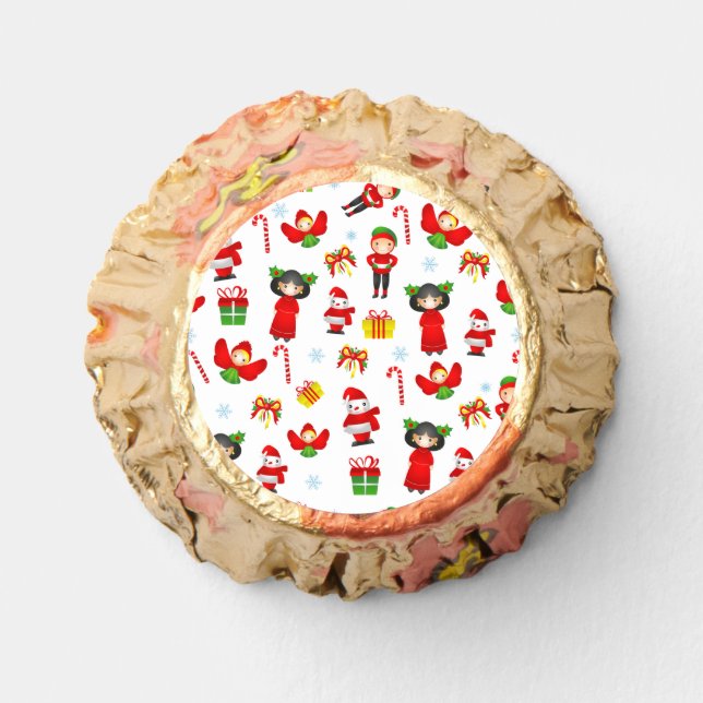 Christmas  ornament with snowman, elves, angels reese's peanut butter cups (Front)