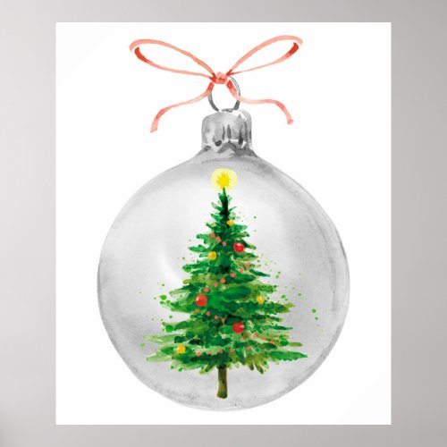 Christmas ornament Xmas pine watercolor Poster