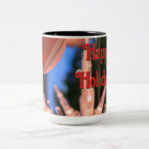 Christmas Ornaments and Happy Holidays  Two-Tone Coffee Mug