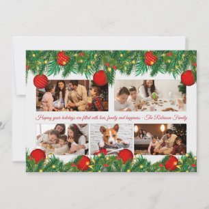 Christmas Ornaments and Lights Photo Collage Holiday Card