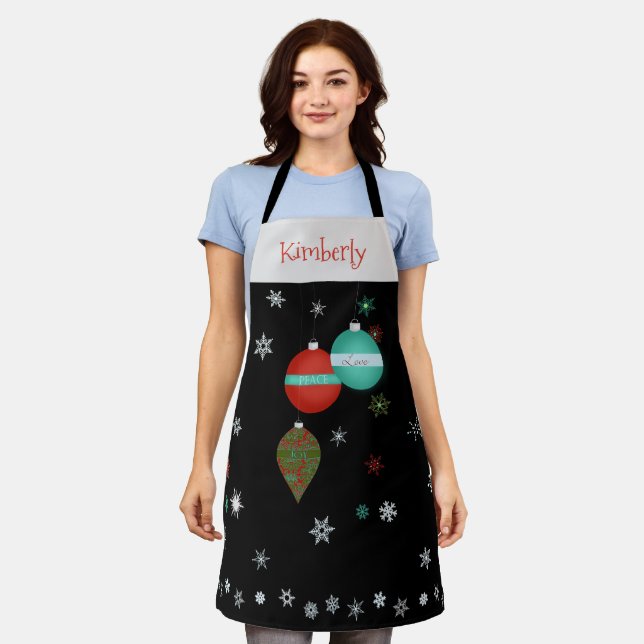 Christmas Ornaments and Snowflakes  Apron (Worn)