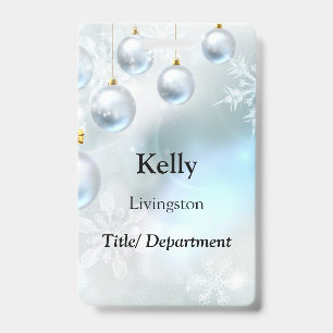 christmas ornaments and snowflakes badge