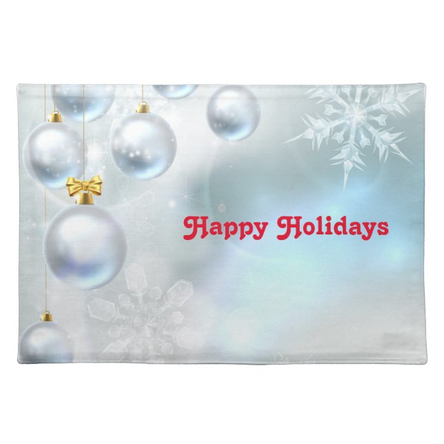 christmas ornaments and snowflakes   cloth placemat (Front)