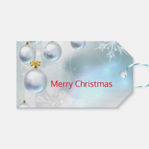 christmas ornaments and snowflakes gift tags