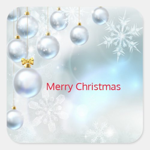 christmas ornaments and snowflakes   square sticker