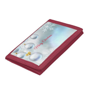 christmas ornaments and snowflakes  trifold wallet