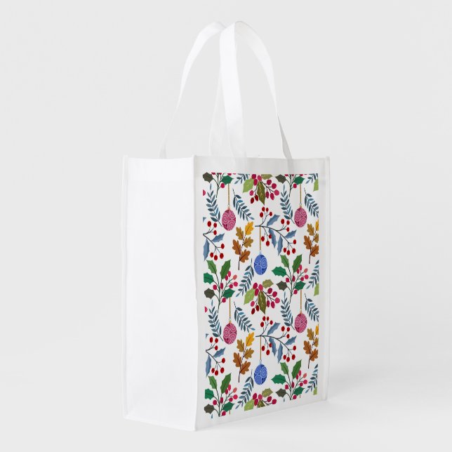Christmas Ornaments and symbols pattern Grocery Bag (Back Side)