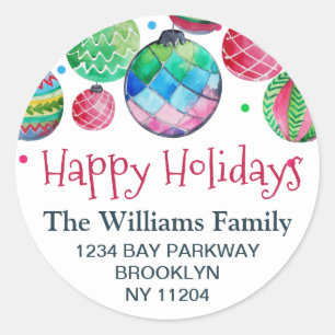 Christmas Ornaments Balls Return Address Label
