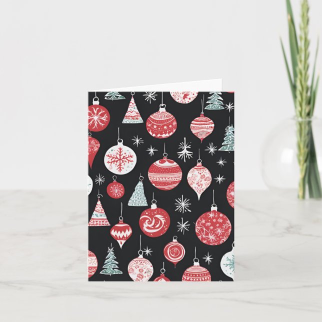 Christmas Ornaments Black Holiday Card (Front)