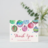 Christmas Ornaments Bridal Shower Thank You Postcard (Standing Front)
