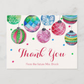 Christmas Ornaments Bridal Shower Thank You Postcard (Front)