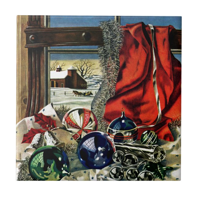 Christmas Ornaments Ceramic Tile (Front)