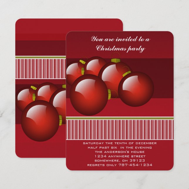 Christmas Ornaments Christmas Party Invitation (Front/Back)