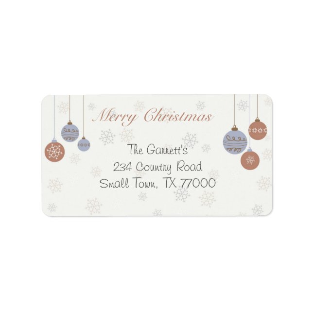 Christmas Ornaments Classic Personalized Address Label (Front)