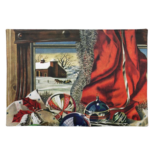 Christmas Ornaments Cloth Placemat (Front)