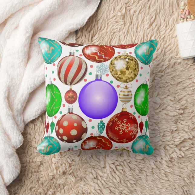Christmas Ornaments Colorful Balls pattern Throw Pillow (Blanket)