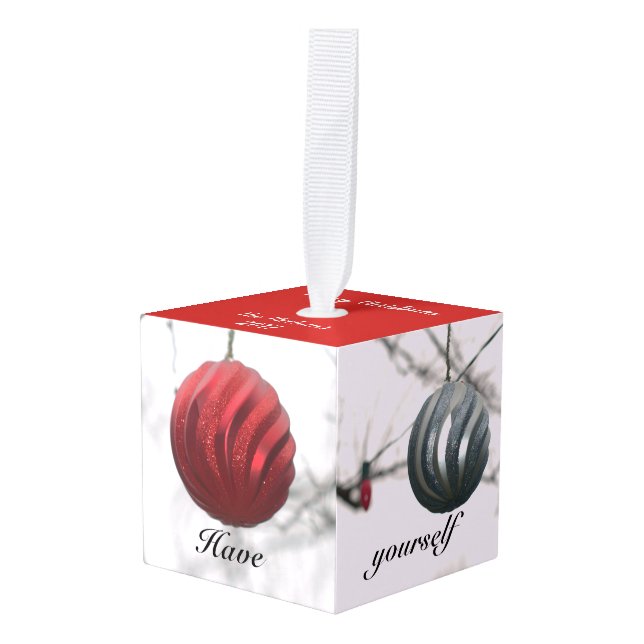 Christmas Ornaments Cube (Front Angled)