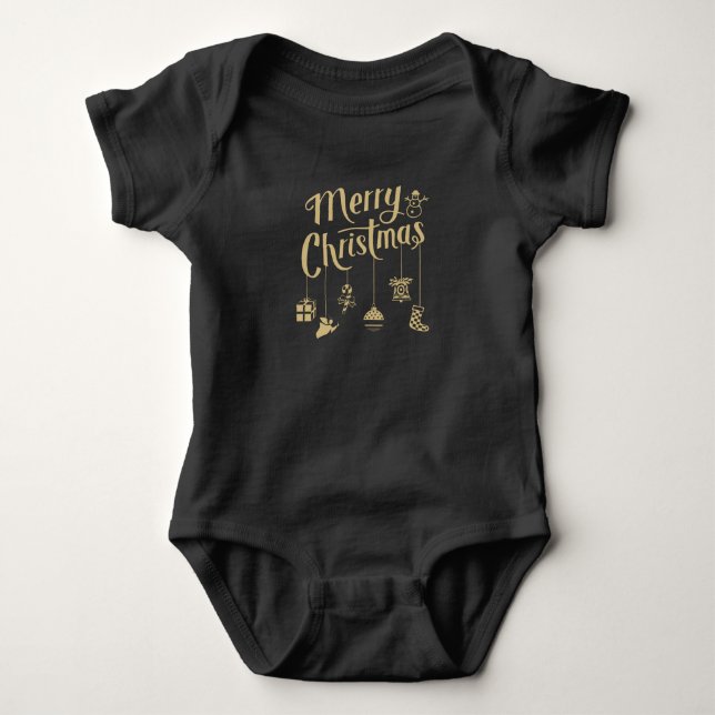 Christmas Ornaments Decoration Merry Christmas Baby Bodysuit (Front)