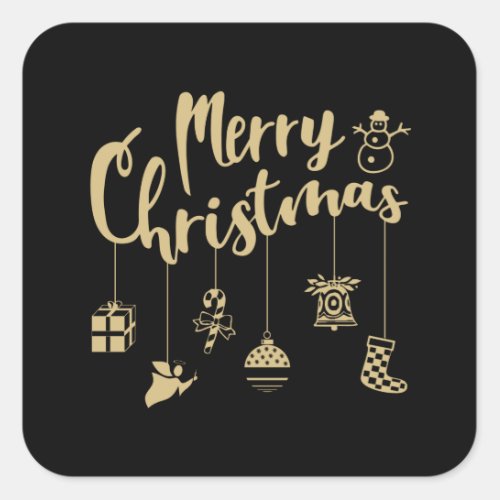 Christmas Ornaments Decoration Merry Christmas Square Sticker