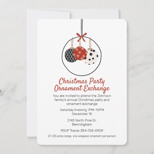 Christmas Ornaments Exchange Christmas Party Invitation