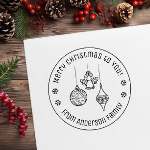 Christmas Ornaments Family Name Rubber Stamp