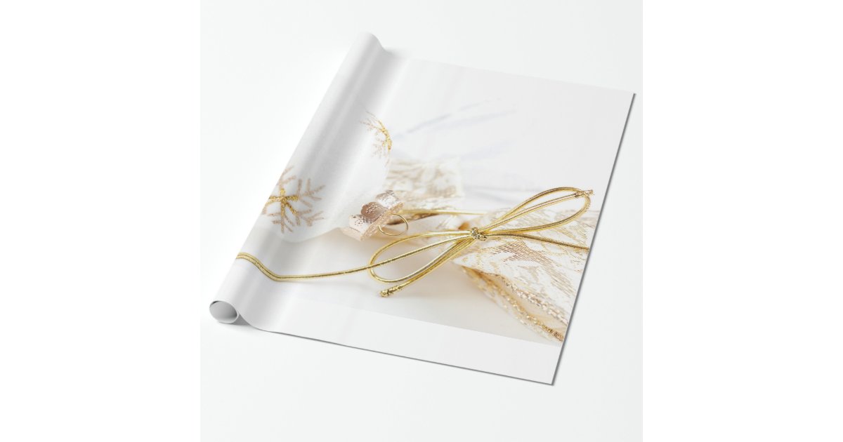 Christmas Ornaments Fancy Gold White Glitter Wrapping