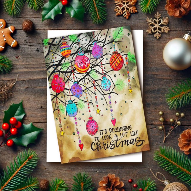 Christmas Ornaments Festive Merry Colorful  Card (Creator Uploaded)