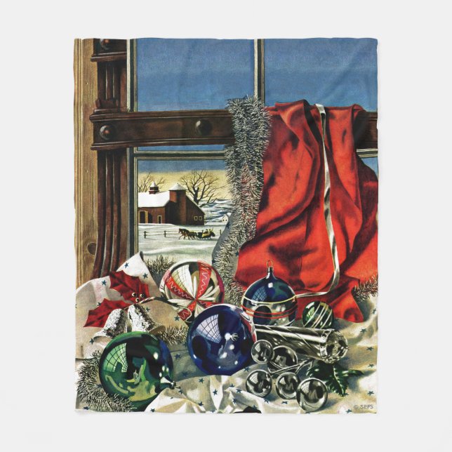 Christmas Ornaments Fleece Blanket (Front)