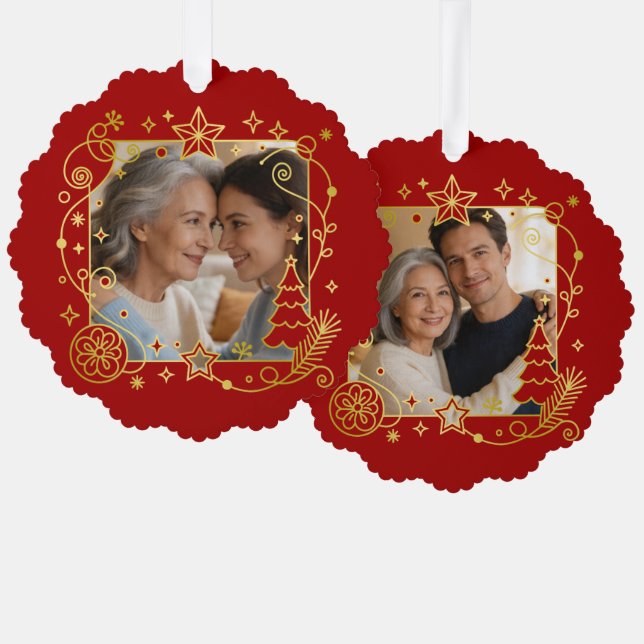 Christmas Ornaments Frame - Square 2e + your text (Front/Back)